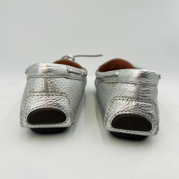 J.Crew Silver Loafers Metallic Effect Leather Slip On Shoes Size 7 - Picture 7 of 10